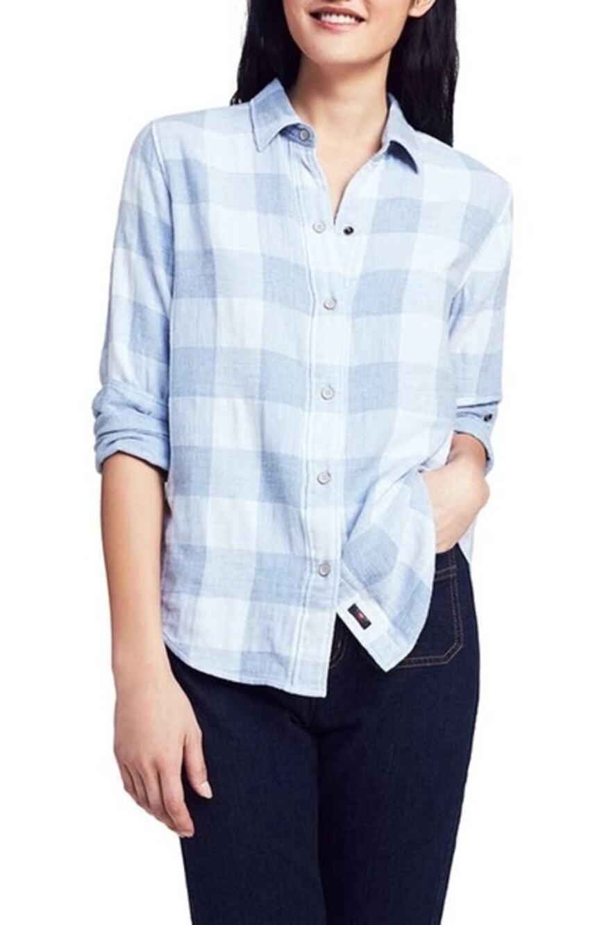 Faherty Belmar Reversible Blue Buffalo Check Plaid Cotton Button Up Shirt XL